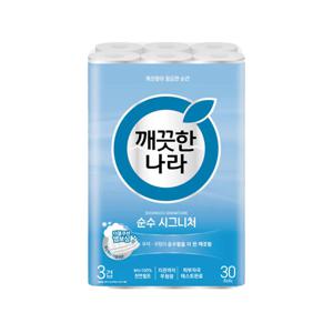 최신리뉴얼 깨끗한나라 순수시그니처 3겹화장지 28m 30롤 휴지
