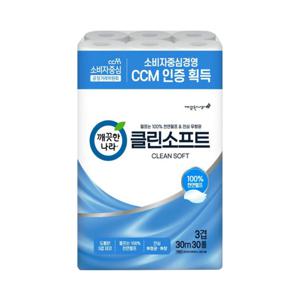 클린소프트 3겹 화장지 30m 30롤 휴지