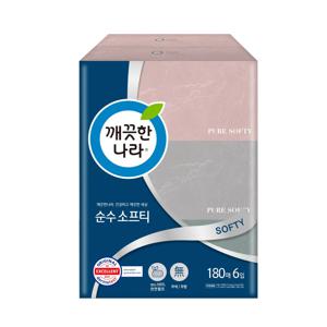 순수소프티 미용티슈 180매 6개입 각티슈