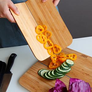 수납이편리한 접이식 캠핑 밤부나무 도마 소(M)