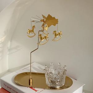 골드 회전 캔들홀더 회전목마 팅커벨 티라이트 모빌 촛대 인테리어 소품