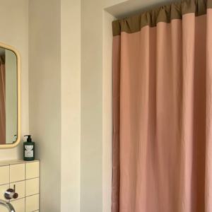 cotton texture shower curtain / pink  샤워커튼