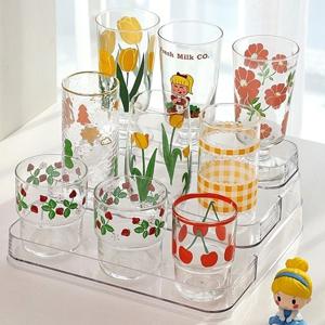 홈카페 투명 3단 컵 정리대 주방 양념병 수납 선반