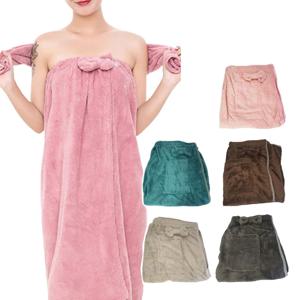 여성용 양모 극세사 샤워가운 비치타올 수건겸용 5colors
