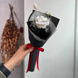 블랙라인 장미 한송이 비누꽃다발 기념일 단체 답례 꽃택배