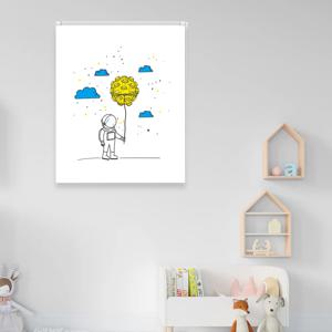 맞춤제작 - 행성과우주인 실사블라인드 암막 방염