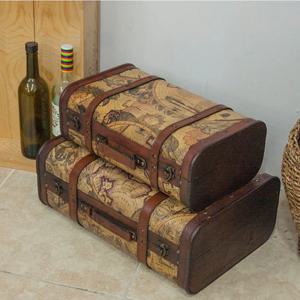 빈티지 우드 지도 가방 2P set