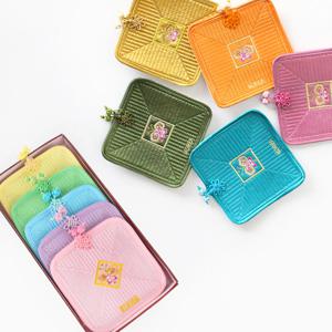 4colors 누비 사각 컵받침 5P ( 전통 티코스터 한옥인테리어 홈카페 한국기념품 )
