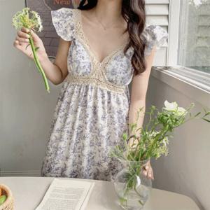 니니 마블 날개 프릴 민소매 잠옷 원피스 2종 2type