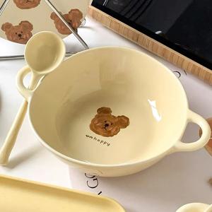 [해외] 곰돌이 시리얼 요거트 볼 & 스푼 set 홈카페 브런치 플레이트 세트