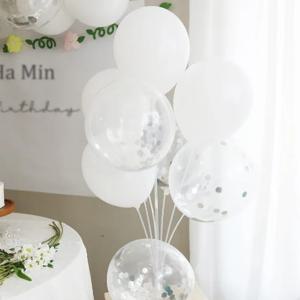 밝고 환한 브라이덜샤워 베이비샤워 생일파티 회갑 칠순 화이트 실버 풍선세트