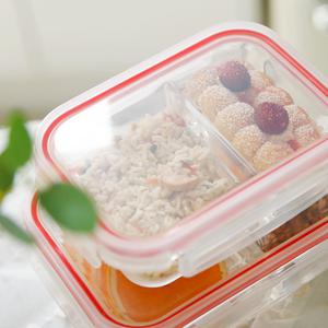 오븐 직사각 나눔 찬통 내열 유리 밀페 용기 반찬통 640ml