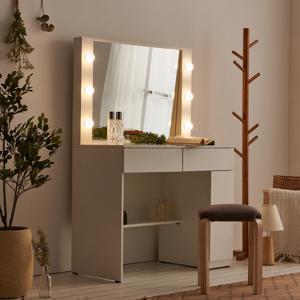 쿠폰가 129,900원 루나 900 LED조명 수납화장대 2colors