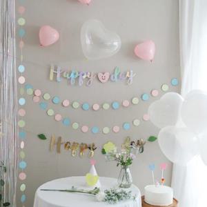 은은한 동그라미 가랜드 생일파티 베이비샤워 돌상 백일상 파스텔 도트 가랜드