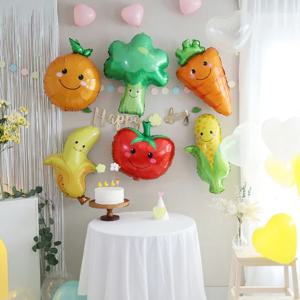 야채 과일 풍선 딸기 토마토 브로콜리 옥수수 당근 바나나 귤 오렌지 생일파티