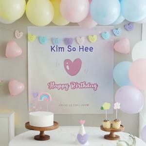 솜사탕 하트 현수막 핑크 파스텔의 샤이니 현수막 생일파티 돌상 백일상 베이비샤워