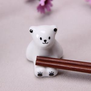세라믹 도자기 흰곰 수저 젓가락 받침대 앉은 곰