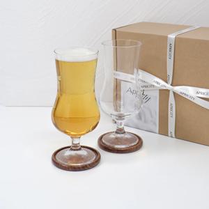 에일 맥주잔 선물 세트 (원목컵받침 선물포장 포함) 에이드잔 음료컵 세트