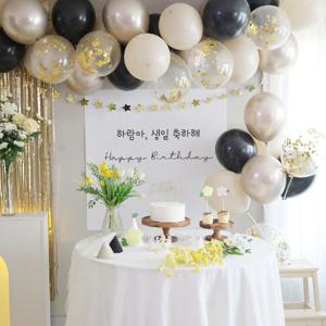 블랙골드 파티세트 고급스러운 컬러의 생일파티 회갑 칠순 돌상 홈파티 두돌 세돌