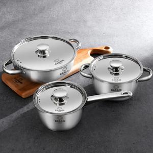 IH 폰조 3중바닥 스텐 냄비 3종 세트 (편수18cm+양수20cm+전골26cm)