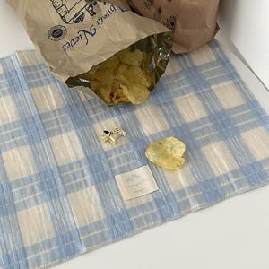 블루 체크 테이블매트 패브릭