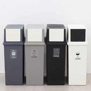 국산 초슬림 가정용 재활용 분리수거함 사무실 병원 푸쉬형  50L 대용량 쓰레기통