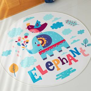 컬러풀 코끼리 극세사 사계절 아이방 원형 러그 키즈 카페트 2size