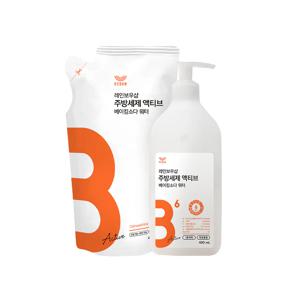 주방세제 액티브 베이킹소다 워터 리필 세트 (용기 400m + 리필 400m)