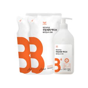 주방세제 액티브 베이킹소다 워터 리필 세트 (용기 400m + 리필 400mx2)