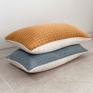 투톤 양면 누비 사각 경추베개 수면 단단한 딱딱한 높이조절 편백나무칩베개 50X25
