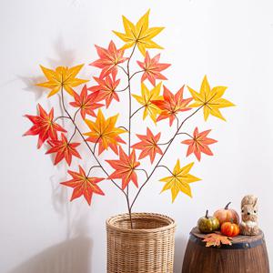단풍잎 가지 조화(오렌지)-가을조화 인조 가짜 단풍 인테리어 장식
