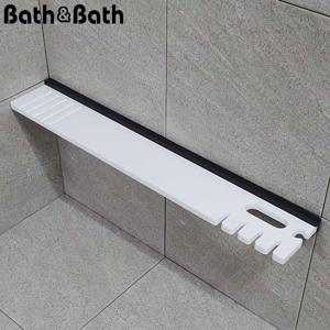 MS-216 B&WP 칫솔걸이선반 인조대리석 무지주 벽선반 다용도 욕실 화장실 모던 고급