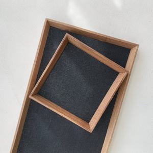 린넨 직사각쟁반 블랙 우드 트레이 - 차받침
