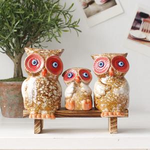 벤치앉은 가족 부엉이3P (RS143) 장식