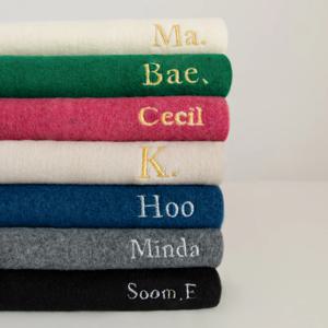 이니셜각인 커스텀 울 머플러 남녀공용 무지 목도리 골프 넥워머 7colors