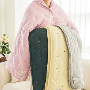 네이처 에어워싱 자수 포인트 다운필 웨어러블 경량 다운 패딩 담요 M/L (4color)
