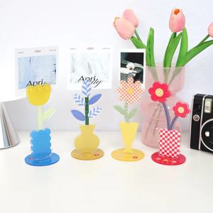 컬러 플라워 메모꽂이 5종 아크릴 데스크테리어 오브제 인테리어 소품 메모 포스트잇 클립