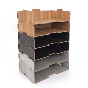 우드 서류보관함 2단 분리형 문서보관함 오픈형 A4 서류 정리대 트레이 지류 함 수납