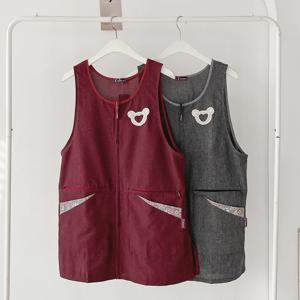 꽃주머니 지퍼 앞치마