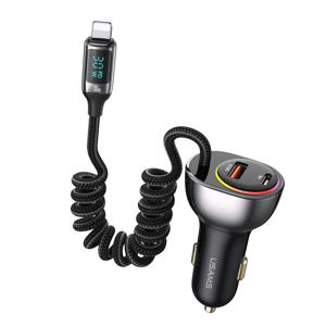 유삼스 60W 스프링 라이트닝8핀 케이블 3포트 차량용 고속 충전기