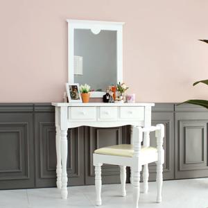 이데아 화이트 엔틱 서랍 콘솔 화장대+거울 세트 (스툴포함)