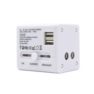 해외여행용 멀티 어댑터 2구 USB 110V 어댑터 일본 콘센트 (파우치포함) 화이트