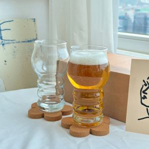구름 맥주잔 2인 세트 (플라워(코르크) 코스터 구성) 예쁜 맥주컵 귀여운맥주잔