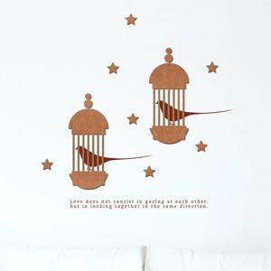 우드스티커 엔틱버드 컬러완제품 월데코스티커 집꾸미기