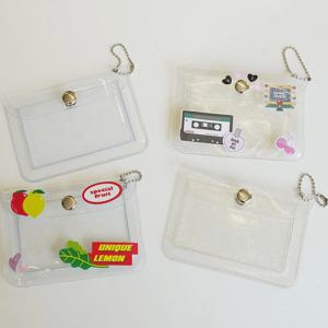 심플 투명 PVC 포카 카드 동전 지갑 2type-투명
