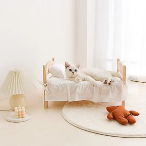 고양이 원목 DIY 우드 베드 침구 침대 쿠션 집 하우스