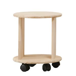 낮은 1단 나무 원형 선반장 바퀴 11자 이동 선반 350