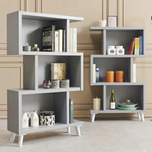 3단 지그재그 젠가형 좌측 우측 대칭 원목 책장 800