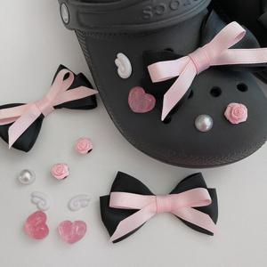 발레코어 리본 로즈 장미 진주 페일핑크 크록스호환 실내화 꾸미기세트 고프코어 10pcs