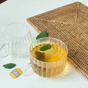 둥근 유리 라인 머그 450ml